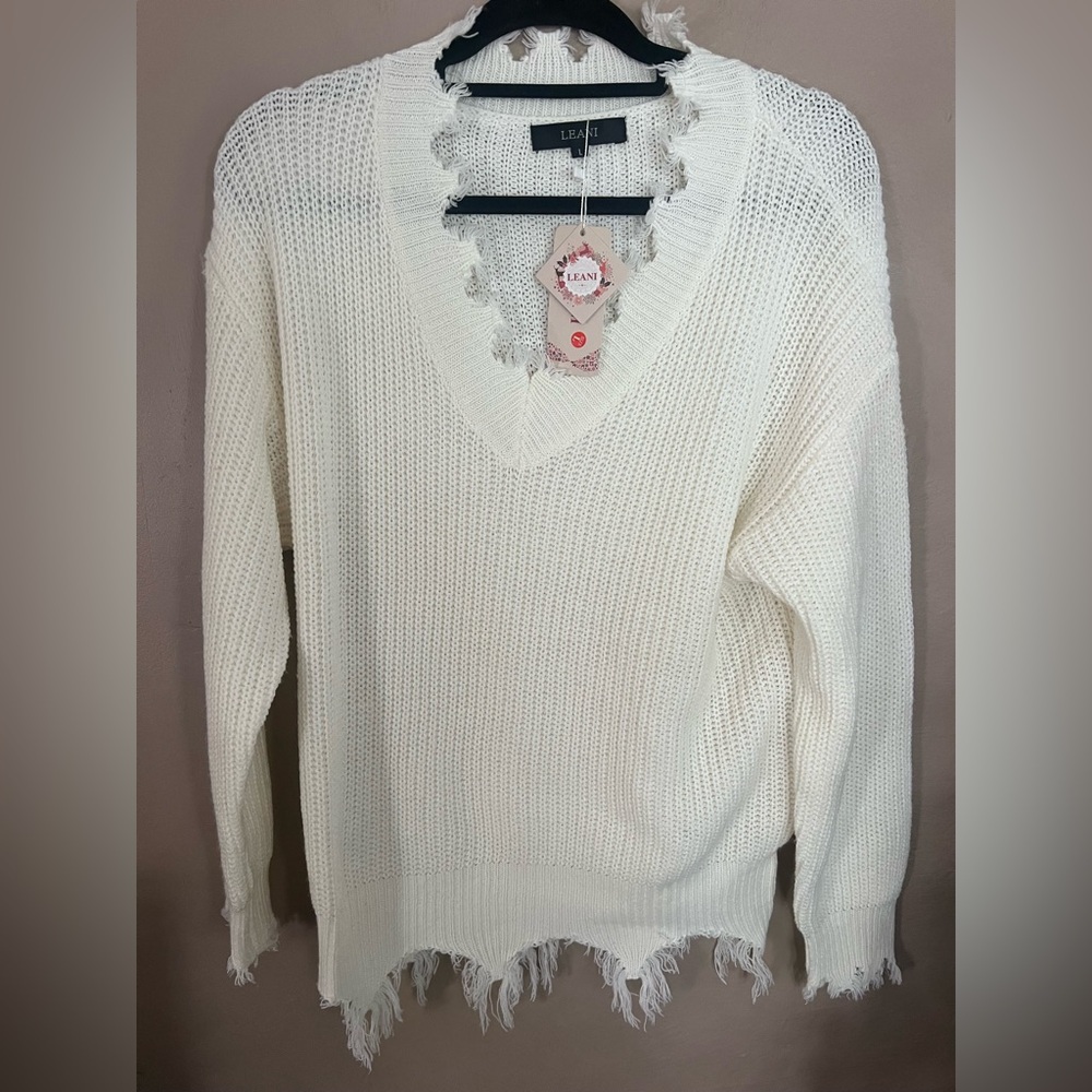 Jean Cream V-Neck Women's Sweater